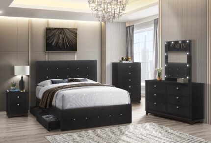 Milano Black Velvet Nightstand